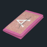 Monogram för rosa ros Guld Glitter och Gnistra<br><div class="desc">Rosa ros Guld Faux Glitter och Gnistra Elegant Nylon Wallet. Den här nylonplattan kan anpassas så att den omfattar ditt första och första namn.</div>