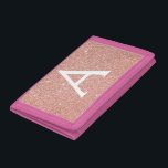 Monogram för rosa ros Guld Glitter och Gnistra<br><div class="desc">Rosa ros Guld Faux Glitter och Gnistra Elegant Nylon Wallet. Den här nylonplattan kan anpassas så att den omfattar ditt första och första namn.</div>