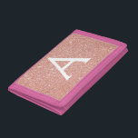 Monogram för rosa ros Guld Glitter och Gnistra<br><div class="desc">Rosa ros Guld Faux Glitter och Gnistra Elegant Nylon Wallet. Den här nylonplattan kan anpassas så att den omfattar ditt första och första namn.</div>