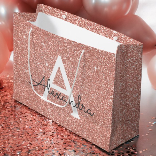 Monogram för rosa ros Guld Glitter och Gnistra (Skapare uppladdad)