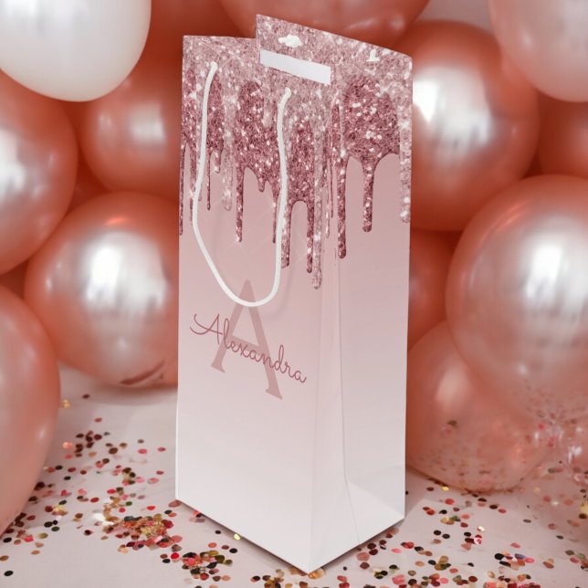Monogram för rosa ros Guld Glitter och Gnistra (Skapare uppladdad)