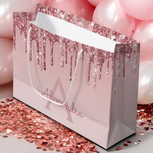 Monogram för rosa ros Guld Glitter och Gnistra (Skapare uppladdad)
