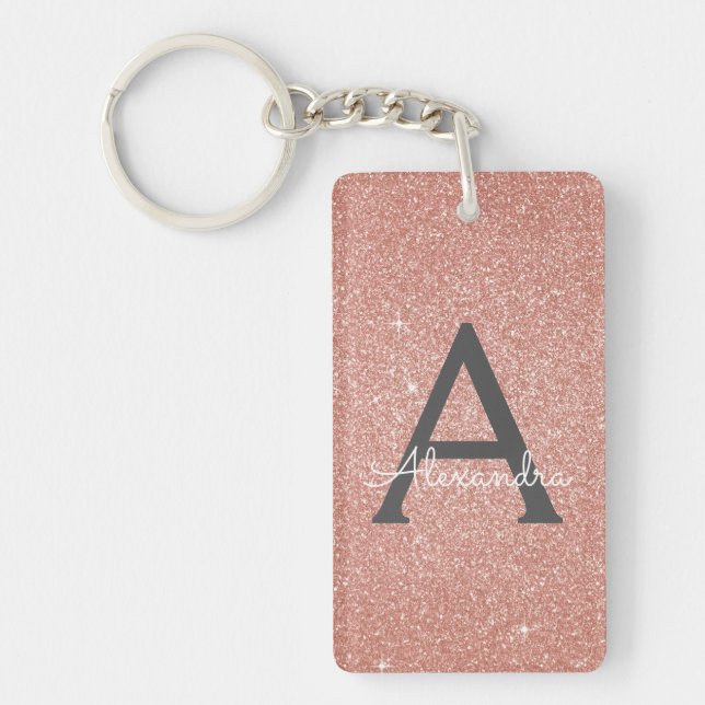 Monogram för rosa ros Guld Glitter och Gnistra (Framsidan)