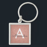 Monogram för rosa ros Guld Glitter och Gnistra Fyrkantig Silverfärgad Nyckelring<br><div class="desc">Nyckelkedjan rosa ros Faux Glitter och Gnistra Elegant Guld. Dessa nyckelkedjor kan anpassas så att de omfattar ditt första och första namn och är en perfekt-,  bachelorette-möhippa eller födelsedagsfest-tjänst.</div>