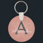 Monogram för rosa ros Guld Glitter och Gnistra Nyckelring<br><div class="desc">Nyckelkedjan rosa ros Faux Glitter och Gnistra Elegant Guld. Dessa nyckelkedjor kan anpassas så att de omfattar ditt första och första namn och är en perfekt-,  bachelorette-möhippa eller födelsedagsfest-tjänst.</div>
