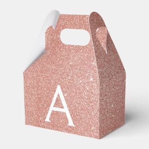 Monogram för rosa ros Guld Glitter och Gnistra Presentaskar