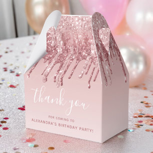 Monogram för rosa ros Guld Glitter och Gnistra Presentaskar