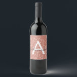 Monogram för rosa ros Guld Glitter och Gnistra Vinflaska Etikett<br><div class="desc">Rosa ros Faux Glitter och Gnistra Elegant Vin-etikett. Dessa Vin-etiketter kan anpassas så att de omfattar ditt första och första namn.</div>