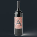 Monogram för rosa ros Guld Glitter och Gnistra Vinflaska Etikett<br><div class="desc">Rosa ros Faux Glitter och Gnistra Elegant Vin för en Födelsedagsfest,  Möhippa,  Bachelorette Party eller bröllop Reception. Dessa Vin-etiketter kan anpassas så att de omfattar ditt första och första namn.</div>