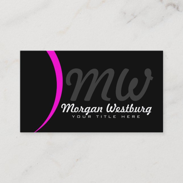 Monogram för rosa Wave Professionell-Affärskort Visitkort (Framsida)