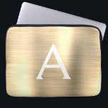 Monogram för rostfritt stål från Guld Laptop Fodral<br><div class="desc">Sleeve av Guld Faux Stainless Steel Elegant Monogram. Den här sleeven kan anpassas så att den omfattar ditt första och första namn.</div>