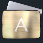 Monogram för rostfritt stål från Guld Laptop Fodral<br><div class="desc">Sleeve av Guld Faux Stainless Steel Elegant Monogram. Den här sleeven kan anpassas så att den omfattar ditt första och första namn.</div>