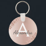 Monogram för rostfritt stål från rosa ros Guld Nyckelring<br><div class="desc">Nyckelkedjan för Elegant i Rosa ros Faux Stainless Steel Metallic and Gnistra Glitter. Dessa nyckelkedjor kan anpassas så att de omfattar ditt första och första namn. Dessa nyckelringar gör underbar födelsedag,  möhippa eller bachelorette-parti till fördel.</div>