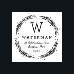 Monogram för rustisk krans stämpel<br><div class="desc">Gör ett bestående intryck med anpassningsbar gummi frimärke för vilket tillfälle som helst!</div>