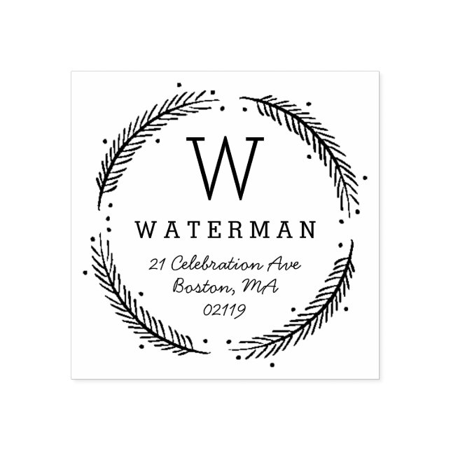 Monogram för rustisk krans stämpel (Tryck)