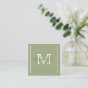 Monogram för Sage & Ivory Anpassningsbar Fyrkantigt Visitkort