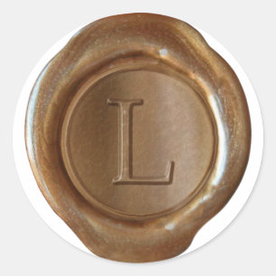 Monogram för säkring i vax - Koppar - Serif L - Runt Klistermärke
