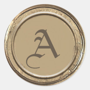 Monogram för säl i guld Vax Runt Klistermärke