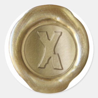 Monogram för säl i vax - Guld - Boulder X - Runt Klistermärke