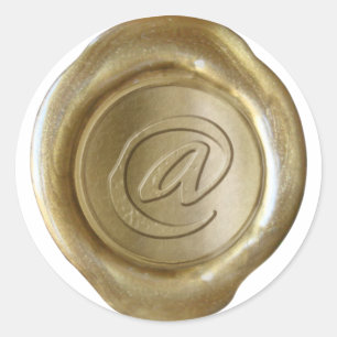 Monogram för säl i vax - Guld - Konstnärliga @ - Runt Klistermärke
