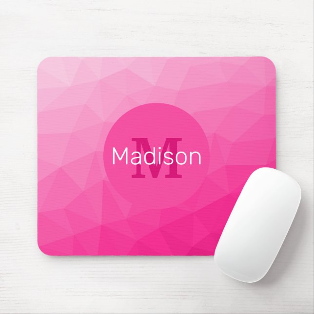 Monogram för shock rosa geometriska nät Mönster Musmatta (Med mus)