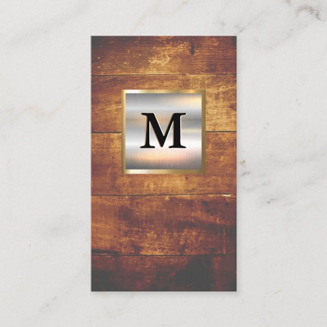 Monogram för Silver Guld | Hardwood Visitkort (Framsida)
