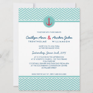 monogram för sjöankarpunkt i WEDDING INVITE-anpass Inbjudningar