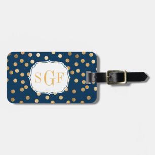 Monogram för sjöblått och Guld Glitter stad Bagagebricka