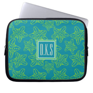 Monogram för sjöstjärnafolkmassamönster laptop sleeve