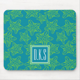 Monogram för sjöstjärnafolkmassamönster musmatta