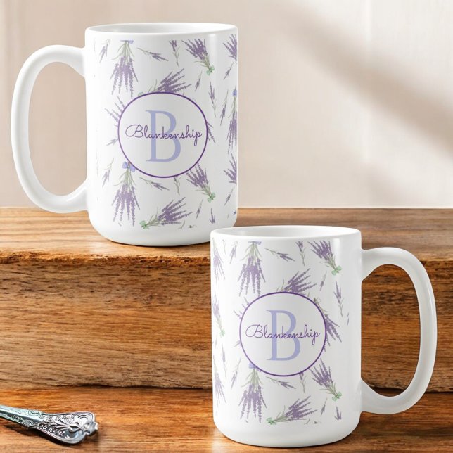 Monogram för slaverparfymer från Rustik torr laven Kaffemugg (Monogram template mug design on both sides of handle.)