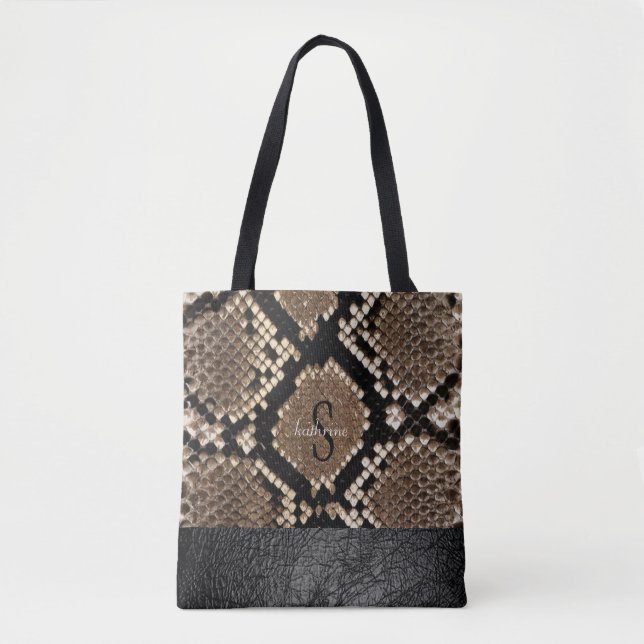 Monogram för Snake Skin & Leather Tygkasse (Framsida)
