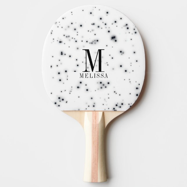 Monogram för snyggt Black Glitter-drivrutiner Pingisracket (Framsidan)