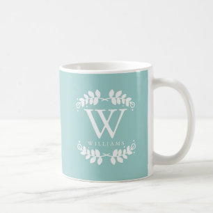 Monogram för snyggt Mint Grönt Kaffemugg