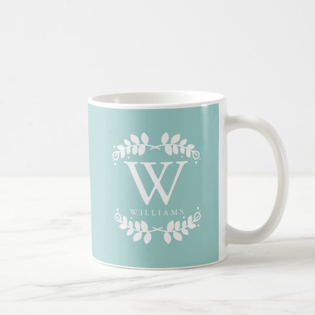 Monogram för snyggt Mint Grönt Kaffemugg (Höger)