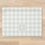 Monogram för soft Sage Buffalo Check Kökshandduk<br><div class="desc">Anpassningsbar-designad modern kökshandduk för lantbruk i stil,  med familjens ursprungliga egenskaper på mjuk buffelkontroll i mönster.</div>