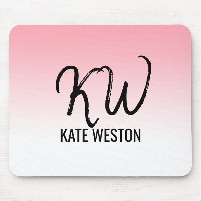 Monogram för solnedgångsstrålande rosa musmatta (Framsidan)