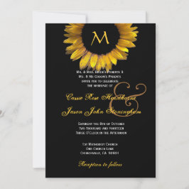 Monogram för solrosblomman Guld, Anpassningsbar Br Inbjudningar