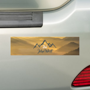 Monogram för solupphöjda bergsområden i guld bildekal