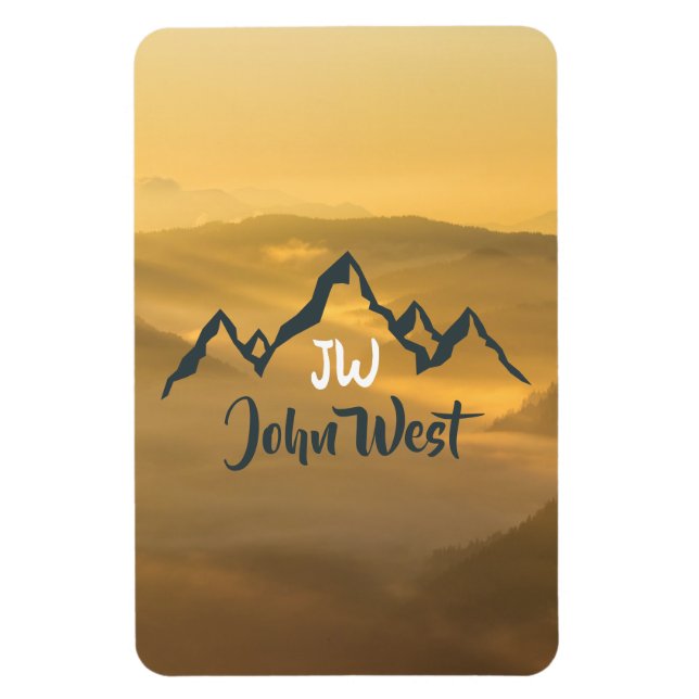 Monogram för solupphöjda bergsområden i guld magnet (Vertikal)