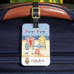 Monogram för sommarscen i roligt Beach Ocean Bagagebricka