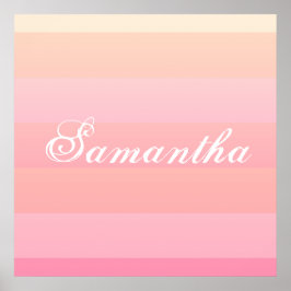 Monogram för sommartid och Rosa av korallutent Fär Poster