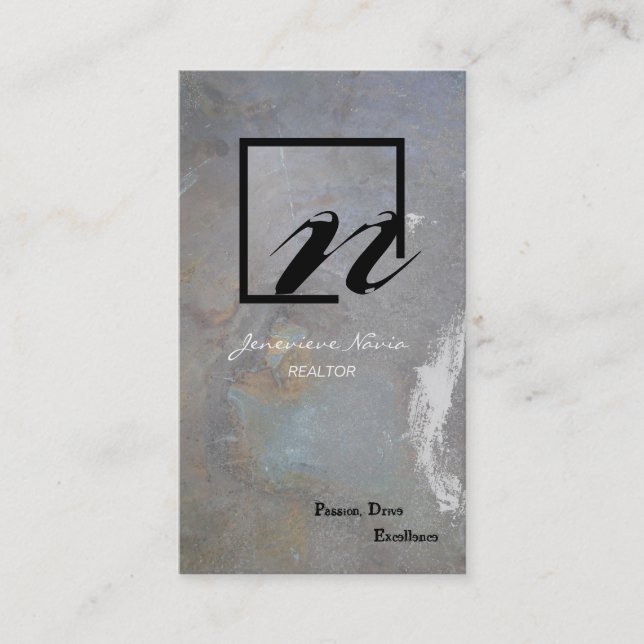 Monogram för sten för blått för visitkort (Framsida)