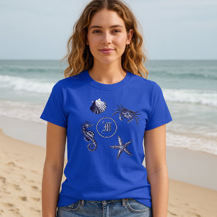 Monogram för stjärtfenkrabba i kuststrupe t shirt