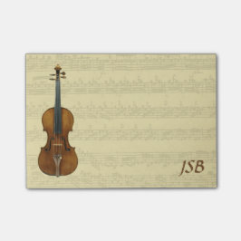 Monogram för Stradivari fiolBach Partita Post-it Block