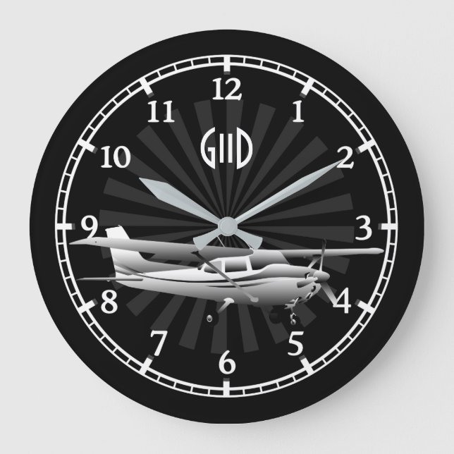 Monogram för Sunburst för flygplanCessna Stor Klocka (Framsida)