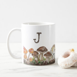 Monogram för svampartens höstmåne kaffemugg