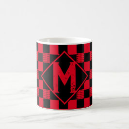 Monogram för svart buffelplatta med kontrollbord kaffemugg