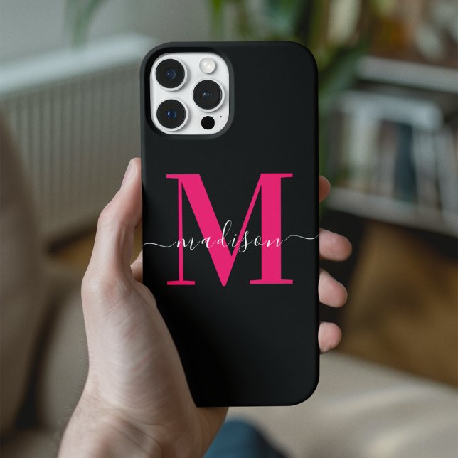 Monogram för svart och fetstilt Shock rosa, snyggt (Skapare uppladdad)