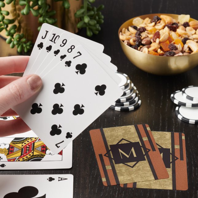 Monogram för svart och Guld Art Deco-Anpassningsba Casinokort (På plats)